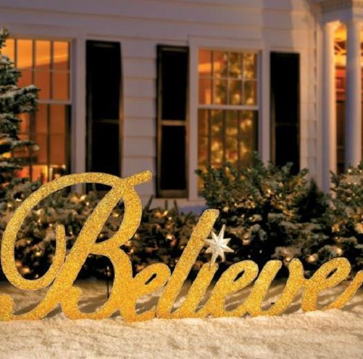 Outdoor Christmas Decorations Sale
 SALE 80" GOLD INSPIRATIONAL BELIEVE CHRISTMAS YARD ART