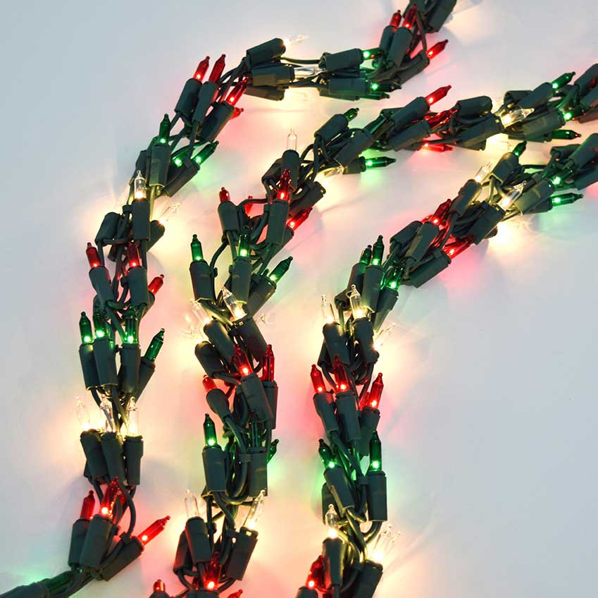 Outdoor Christmas Garland With Lights
 600 Clear Light Cluster Garland String Light Set Green Wire