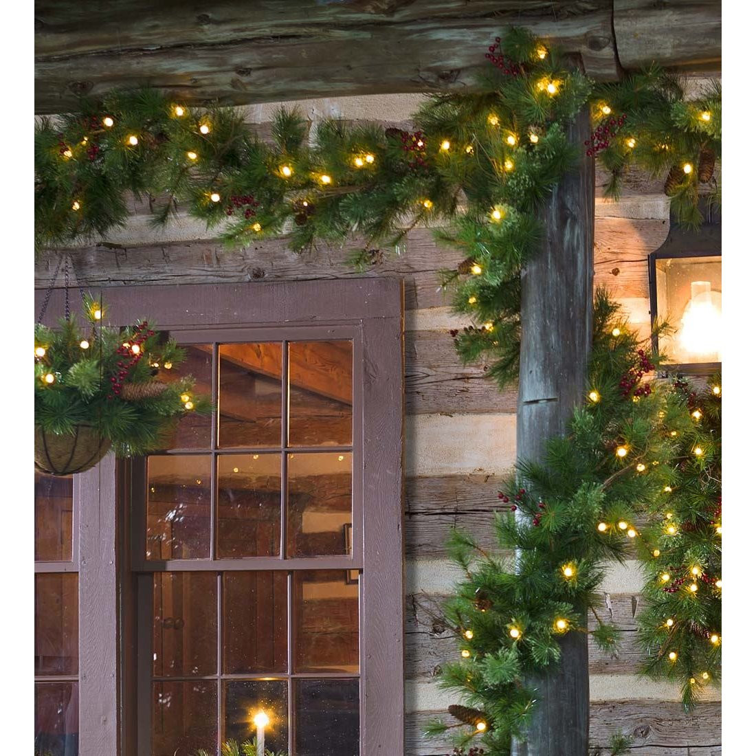Outdoor Christmas Garland With Lights
 Plow & Hearth Lighted Outdoor Battery Operated Holiday