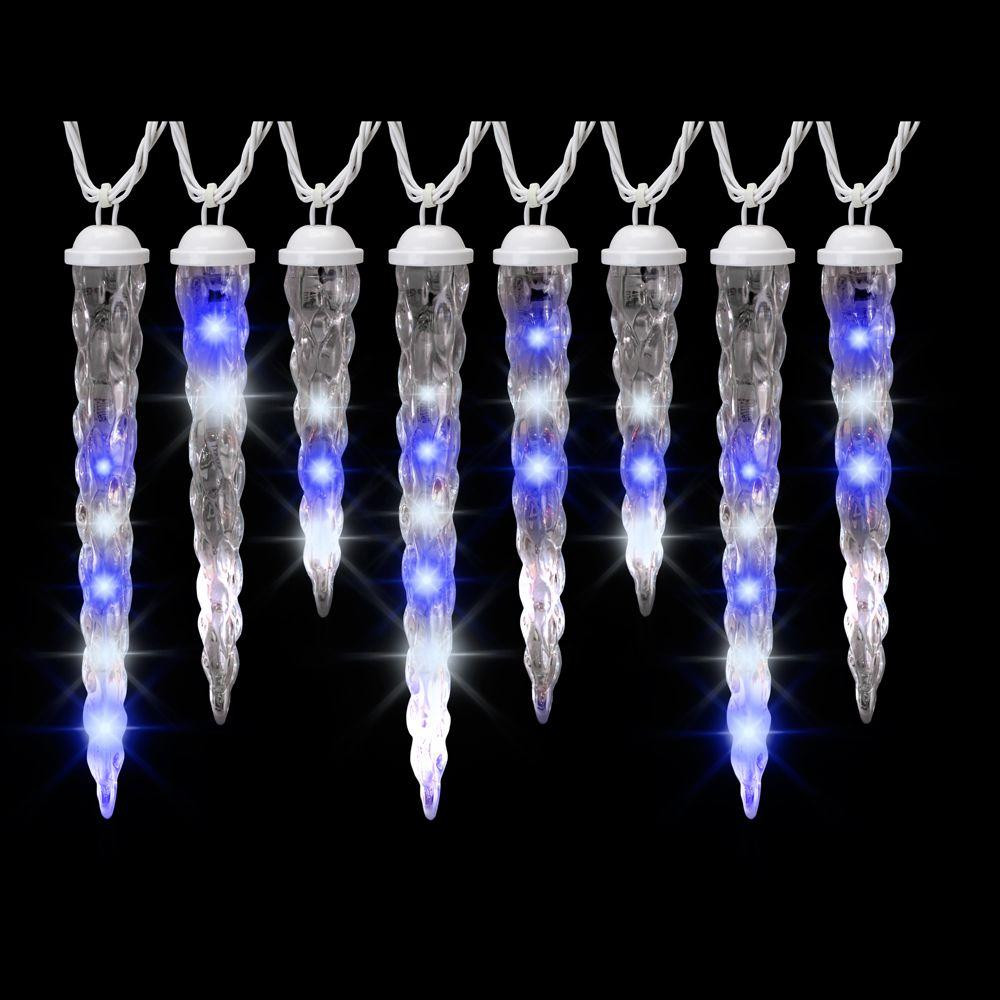 Outdoor Christmas Icicle Lights
 LightShow 8 Light Icy Blue White Shooting Star Varied Size