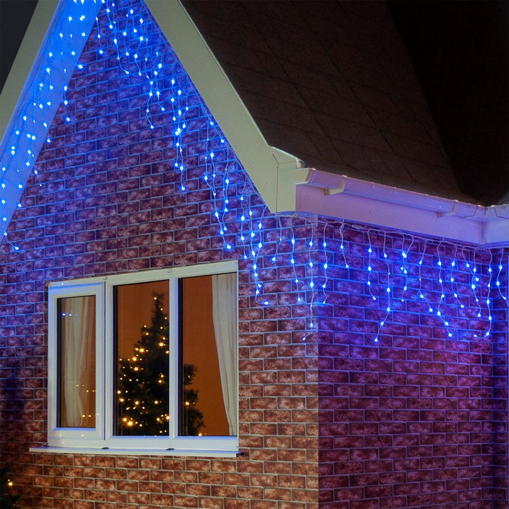 Outdoor Christmas Icicle Lights
 144 Light Christmas Party BLUE Icicle Indoor Outdoor LED
