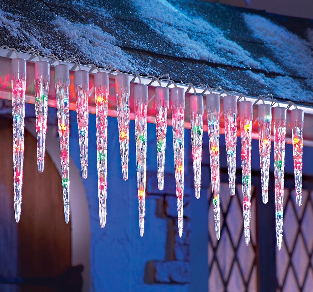 Outdoor Christmas Icicle Lights
 Multi Colored Icicle String Lights Christmas Holiday Home