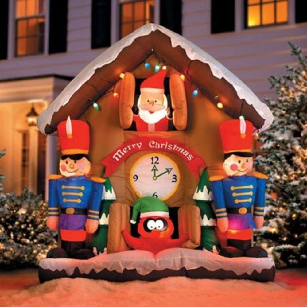 Outdoor Christmas Inflatables
 6 5 Animated Santa Clock Airblown Lighted Inflatable