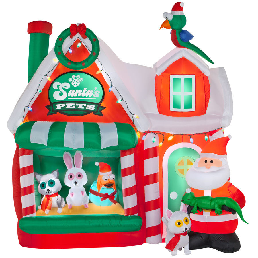 Outdoor Christmas Inflatables
 CHRISTMAS SANTA PET SHOP WORKSHOP 8 FT INFLATABLE AIRBLOWN