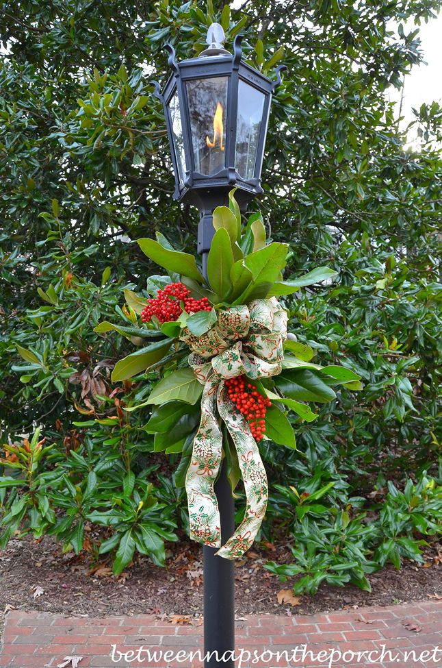 Outdoor Christmas Lamp Post Decoration
 Decorate A Lantern For Christmas With Greenery From The