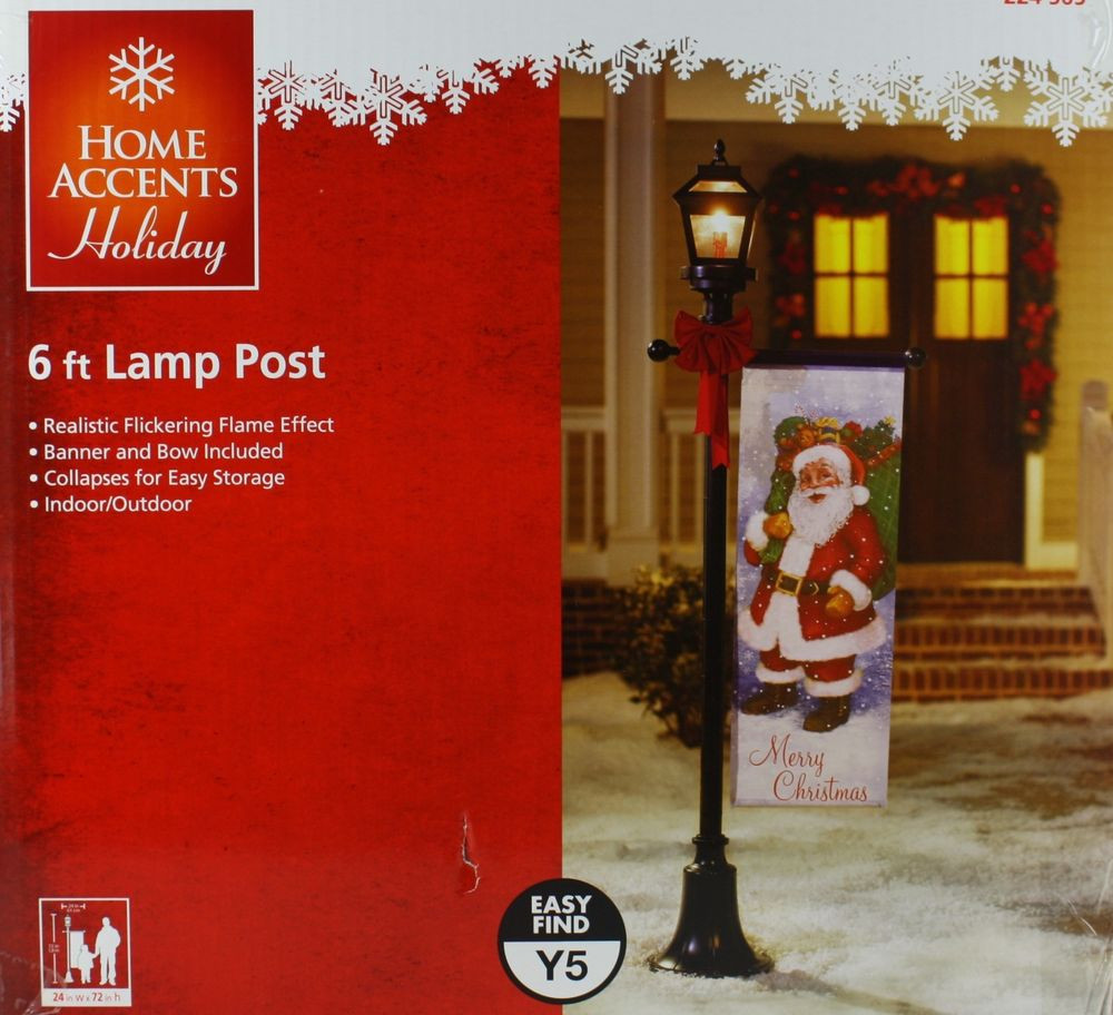 Outdoor Christmas Lamp Post
 Christmas Santa Lamp Post Flickering Flame Effect 6 ft