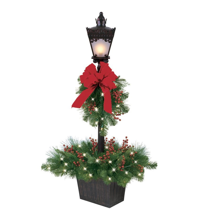 Outdoor Christmas Lamp Post
 GE 4 ft Decorated Pre Lit Artificial Pine Lamp Post with