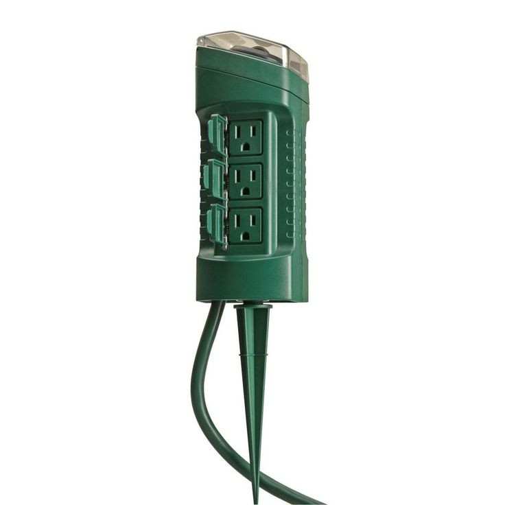 Outdoor Christmas Lighting Timers
 Woods Outdoor 6 Outlet Yard Stake with cell Light