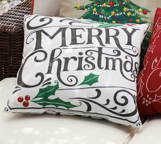 Outdoor Christmas Pillows
 Merry Christmas Sentiment Indoor Outdoor Pillow