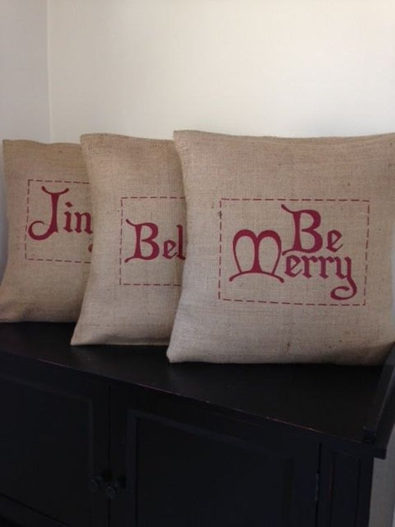 Outdoor Christmas Pillows
 Indoor Outdoor Burlap Christmas Pillow Cover 18 x by