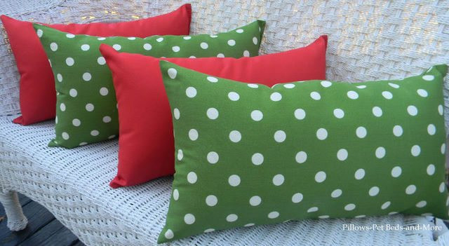 Outdoor Christmas Pillows
 Merry Christmas Red and Green Polka Dot Pillows GIVEAWAY