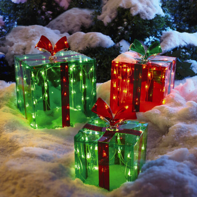 Outdoor Christmas Present Decorations
 3 Lighted Gift Boxes Christmas Decoration Yard Decor 150
