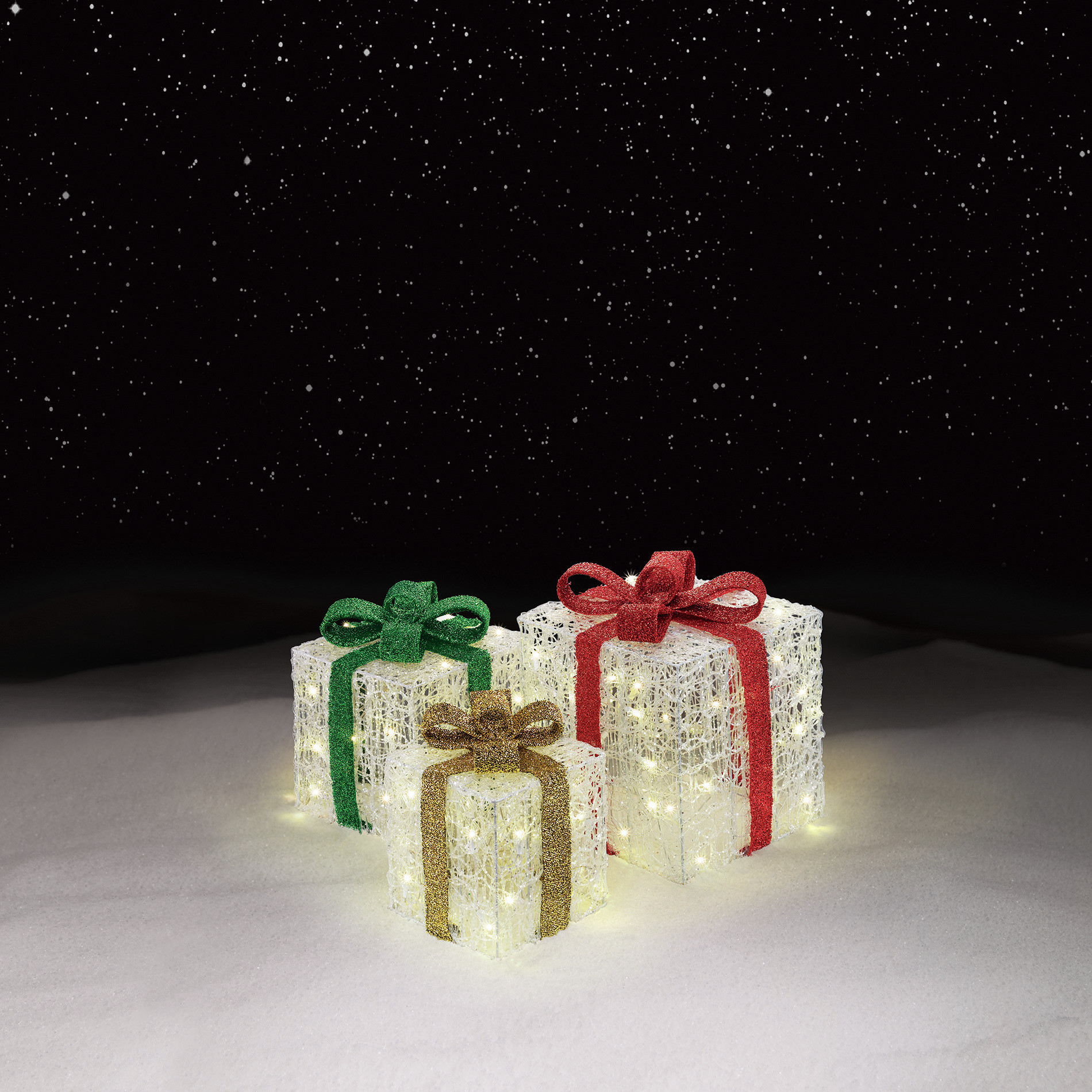 Outdoor Christmas Present Decorations
 3 Light Up Gift Box Decorations Cheerful Holiday