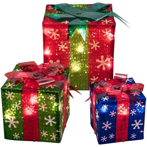 Outdoor Christmas Present Decorations
 3 Lighted Gift Boxes Christmas Decoration Yard Decor