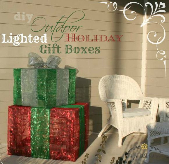 Outdoor Christmas Present Decorations
 Outdoor Lighted Christmas Gift Boxes front Porch