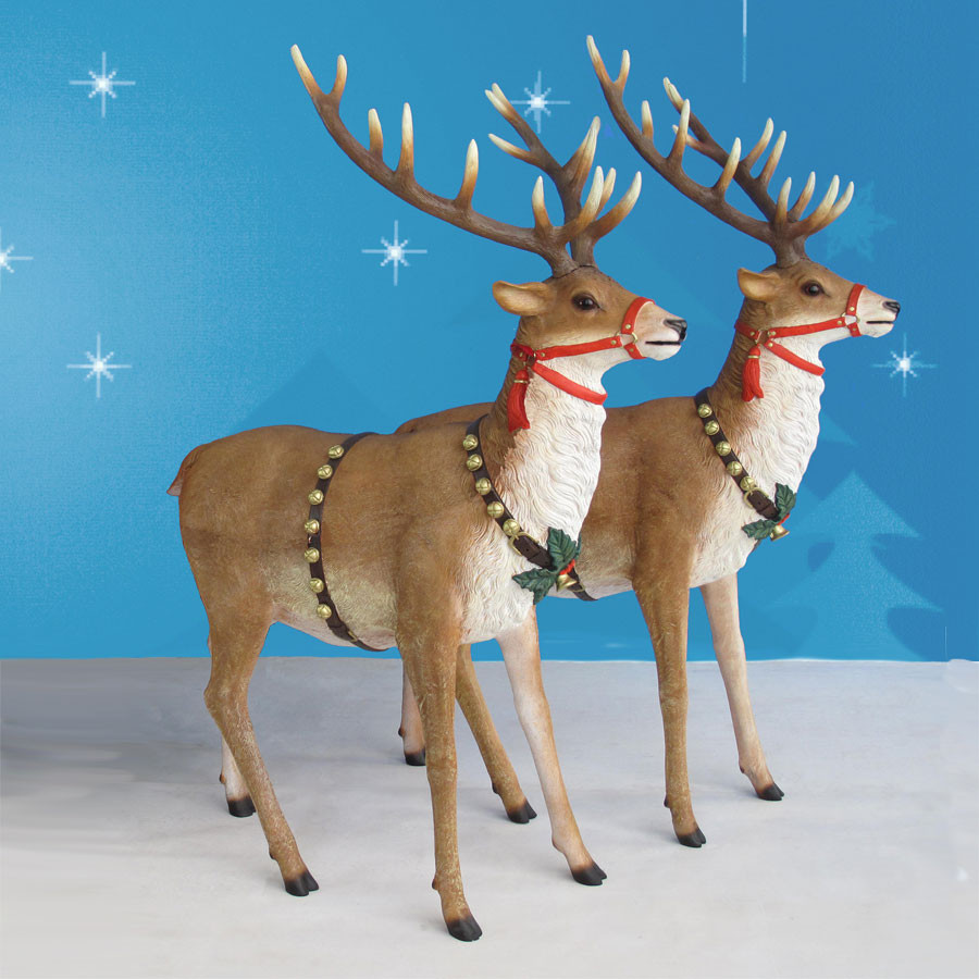 Outdoor Christmas Reindeer
 66 5in High Outdoor Sleigh Reindeer Pair Set of Two