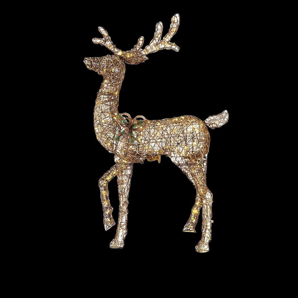 Outdoor Christmas Reindeer
 Home Accents Holiday 60 in LED Lighted Gold PVC Animated