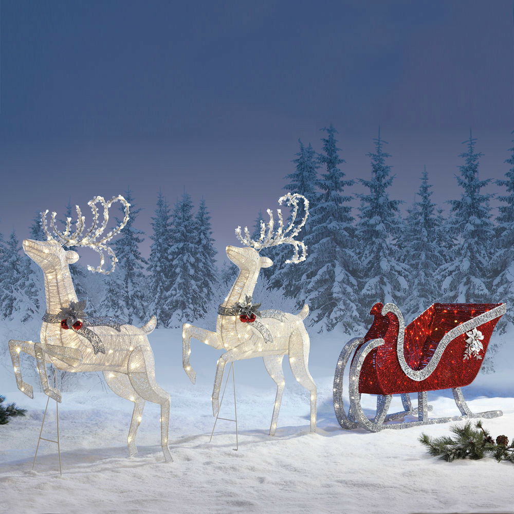 Outdoor Christmas Reindeer
 Outdoor Christmas Decoration Reindeer Twinkling Sleigh