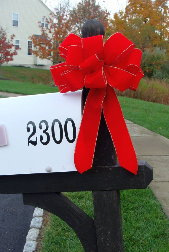 Outdoor Christmas Ribbon
 Christmas Bow Mailbox Decor Christmas Decoration by