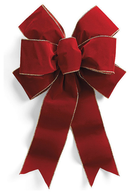 Outdoor Christmas Ribbon
 Set of Two Pre Made Red Outdoor Christmas Bows 12