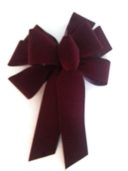 Outdoor Christmas Ribbon
 10 10" Hand Made Christmas Bows Burgundy Velvet In