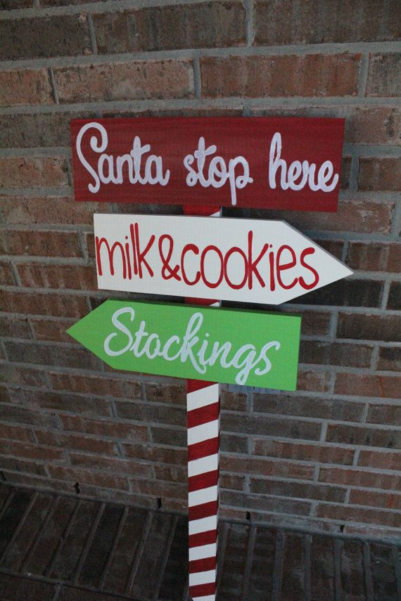 Outdoor Christmas Signs
 Santa Stop Here Yard Sign by WyattWoodDesigns on Etsy $60