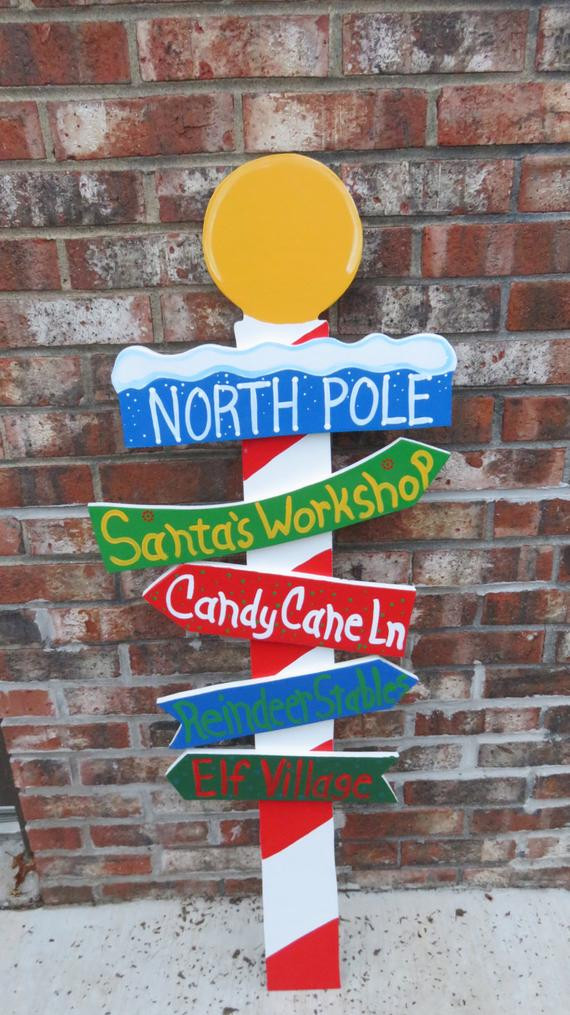 Outdoor Christmas Signs
 Christmas North Pole Sign with Direction Signs by