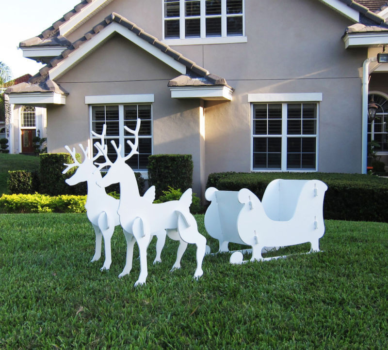 Outdoor Christmas Sleigh
 Christmas Outdoor Santa Sleigh and 2 Reindeer Set