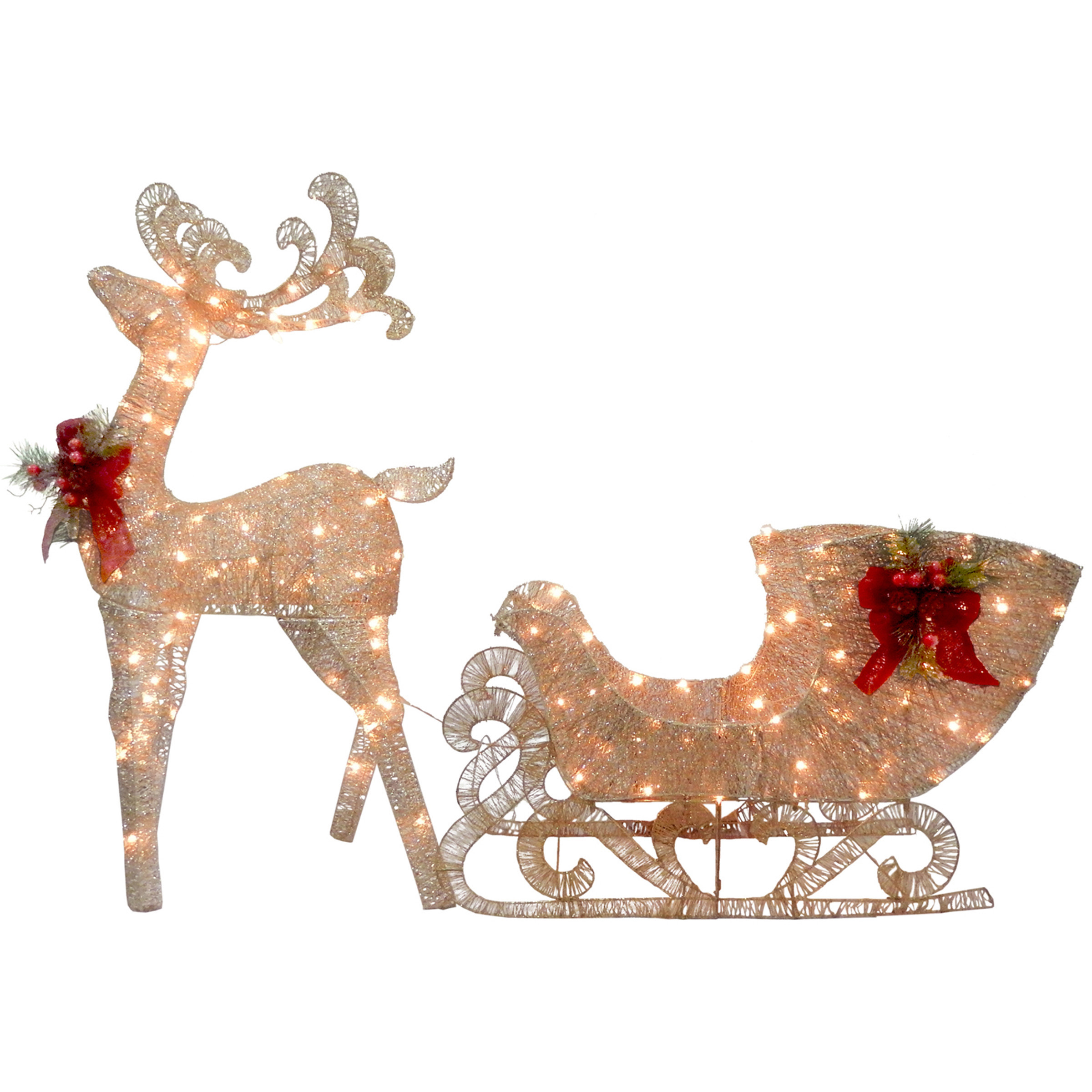 Outdoor Christmas Sleigh
 National Tree Co Reindeer and Santa’s Sleigh with LED