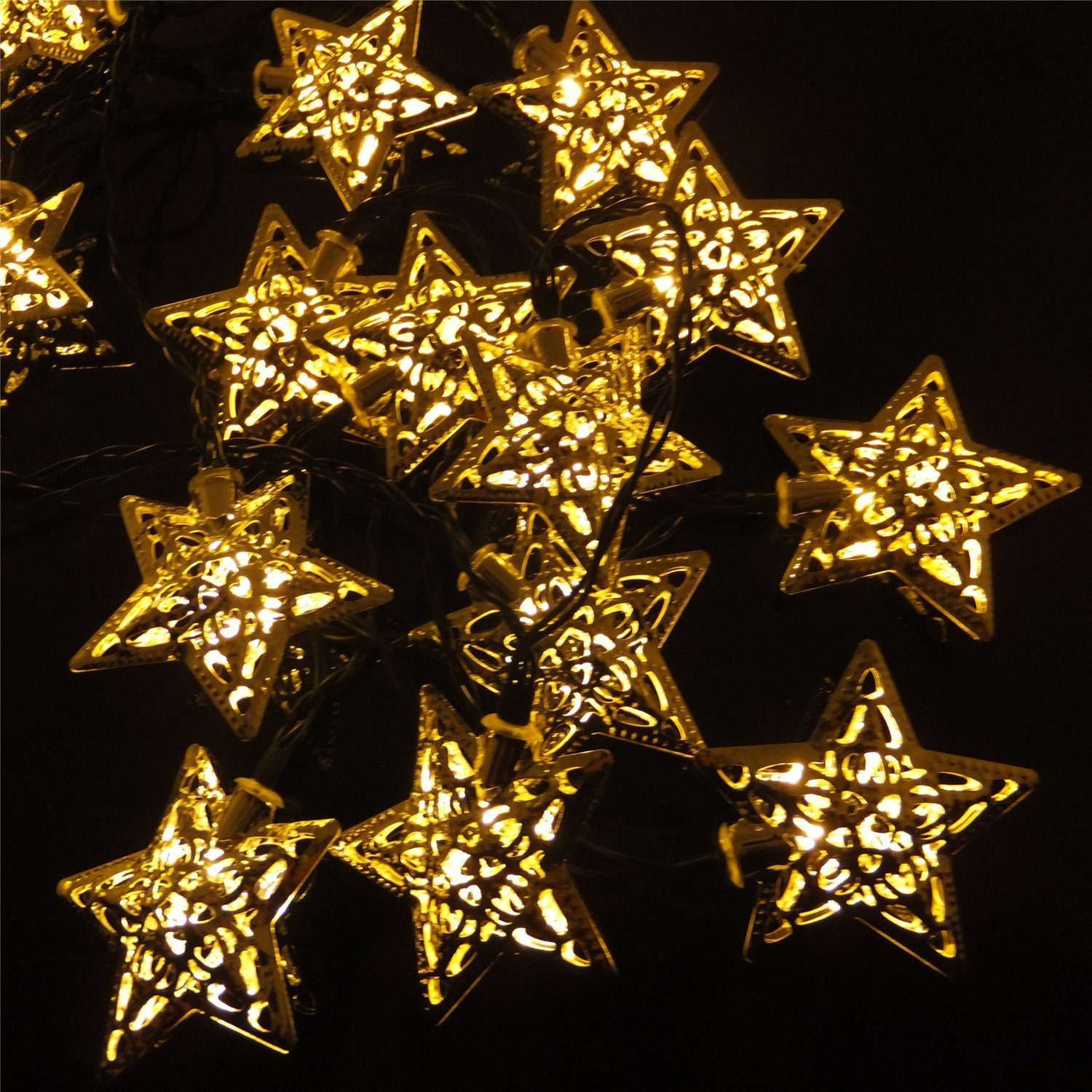 Outdoor Christmas String Lights
 Christmas Party Decor Solar Powered Silver Star LED String
