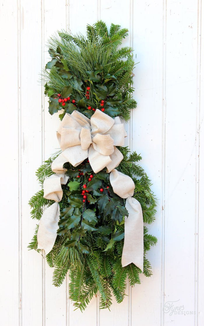 Outdoor Christmas Swags
 How to Make a Christmas Swag FYNES DESIGNS