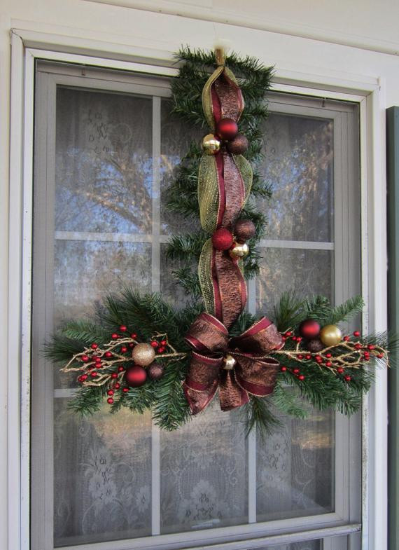 Outdoor Christmas Swags
 Christmas Window Swag Set of 4 Outdoor Window Wreath