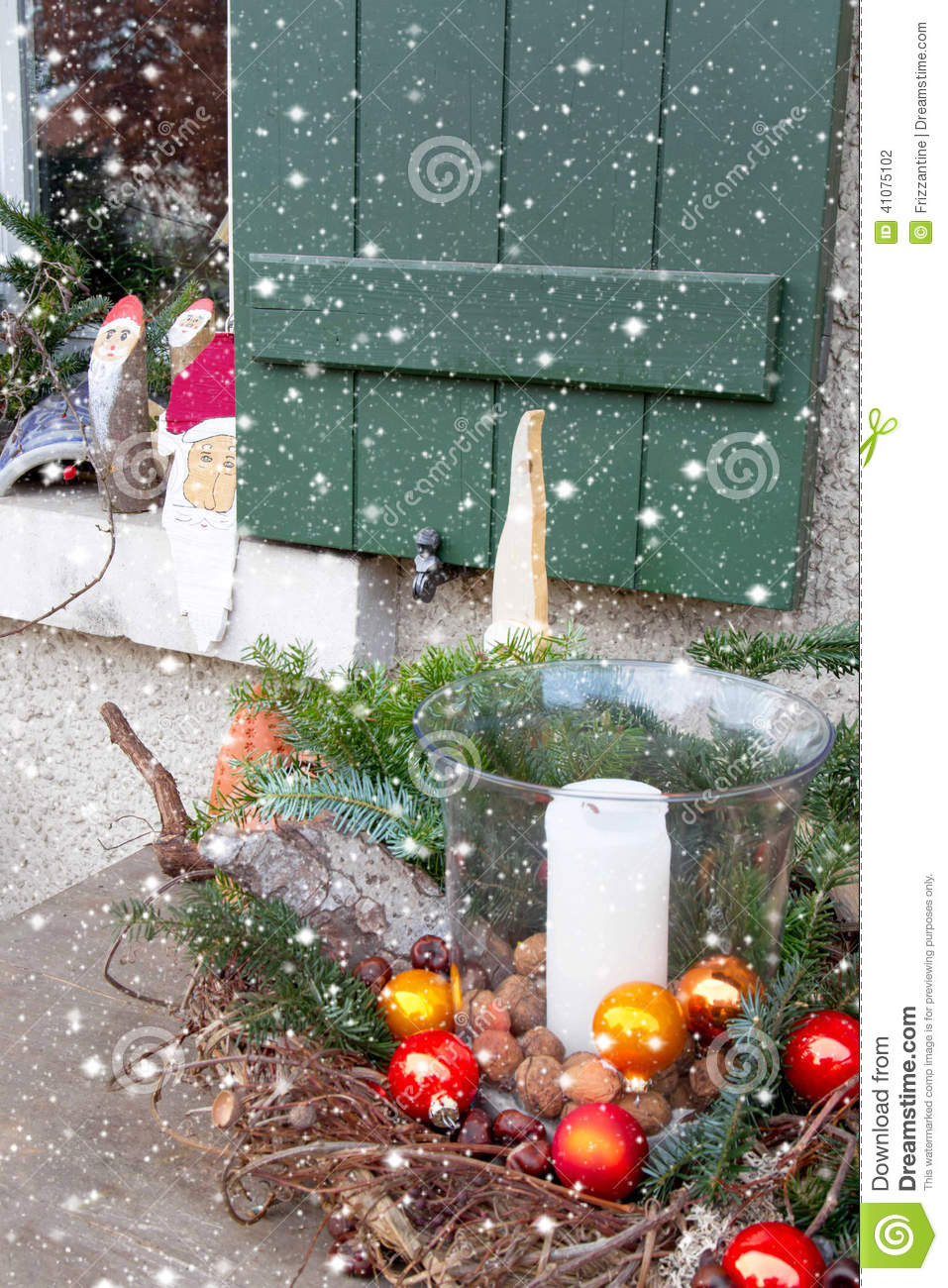 Outdoor Christmas Window Decorations
 Window Sill Outside Decorated With Heather And Santa For