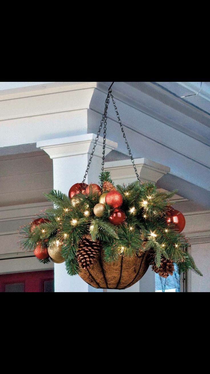 Outdoor Hanging Christmas Decorations
 Christmas hanging basket Christmas Pinterest