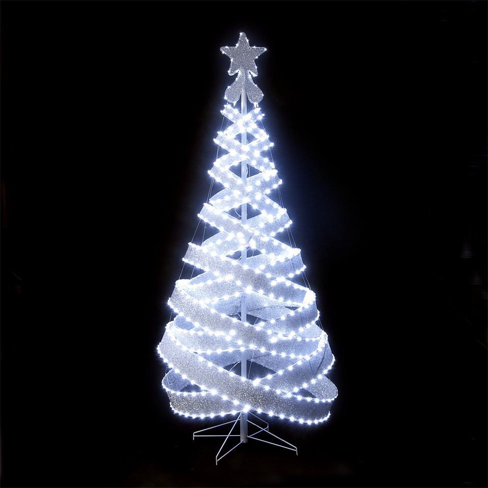 Outdoor Led Christmas Trees
 120cm 4ft Outdoor & Indoor Silver 456 LED Spiral Tape Pop