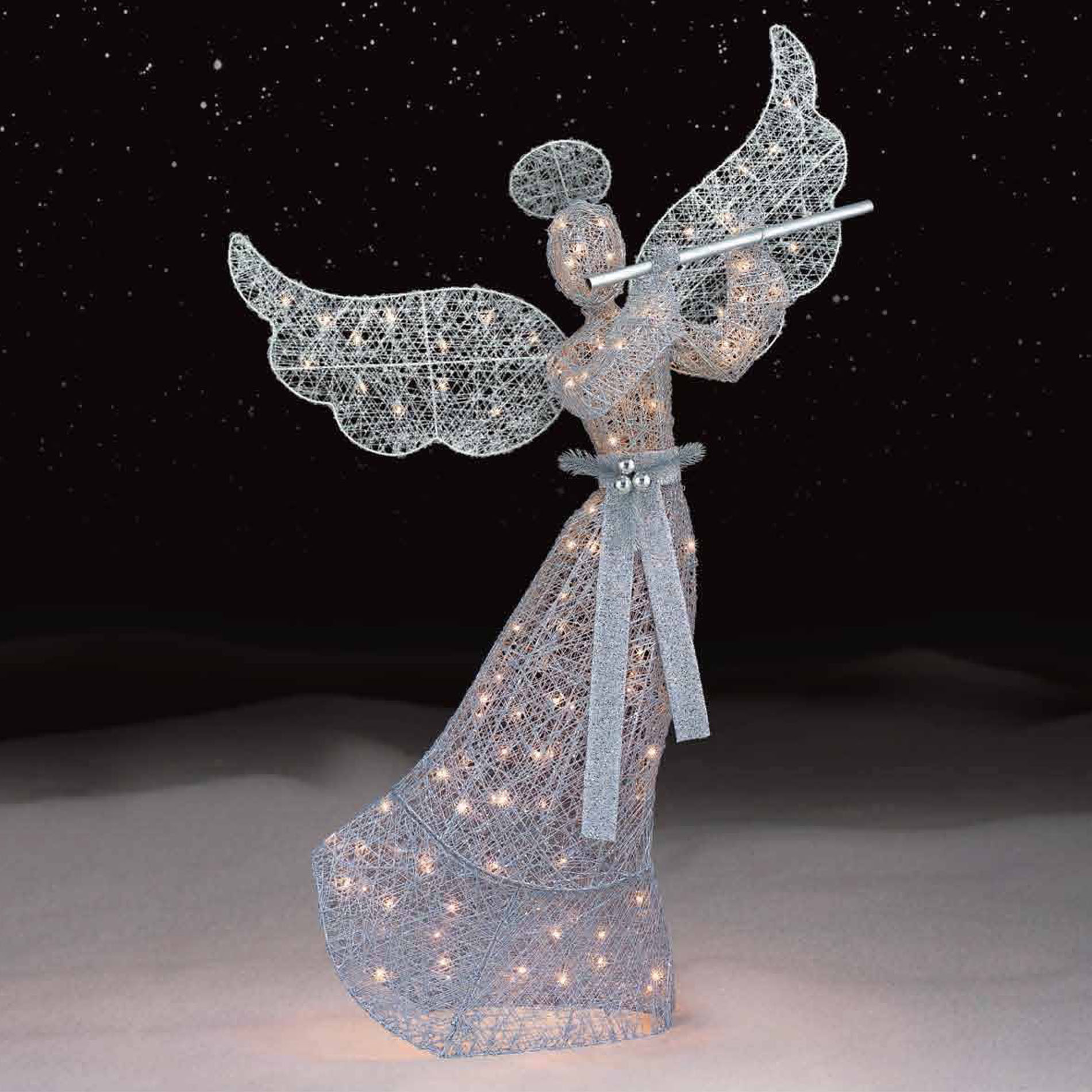 Outdoor Lighted Christmas Angel
 60" Silver Christmas Angel with 150 Clear Lights—Sears