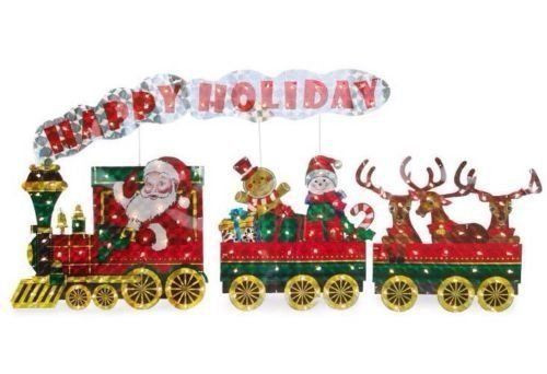 Outdoor Lighted Christmas Train
 Light up Holographic Santa Train 3 piece Set Outdoor