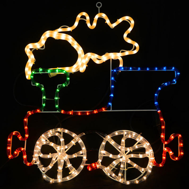 Outdoor Lighted Christmas Train
 Multicoloured LED Rope Light Train Christmas Decoration