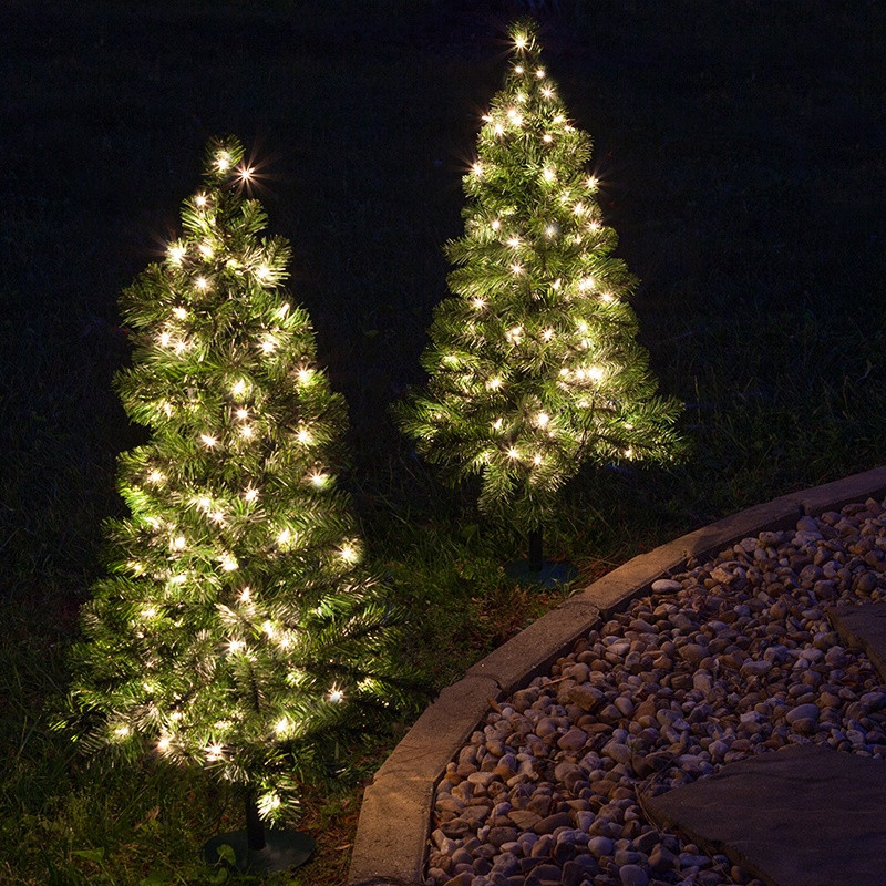 Outdoor Lighted Christmas Tree
 Outdoor Decorations 3 Walkway Pre Lit Winchester Fir