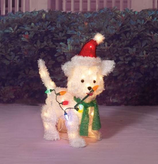 Outdoor Lighted Dog Christmas Decorations
 Outdoor Lighted 24" SANTA PUPPY DOG SCULPTURE Christmas