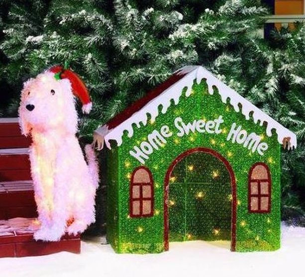 Outdoor Lighted Dog Christmas Decorations
 Lighted Mesh Dog & Dog House Christmas Outdoor Yard Decor