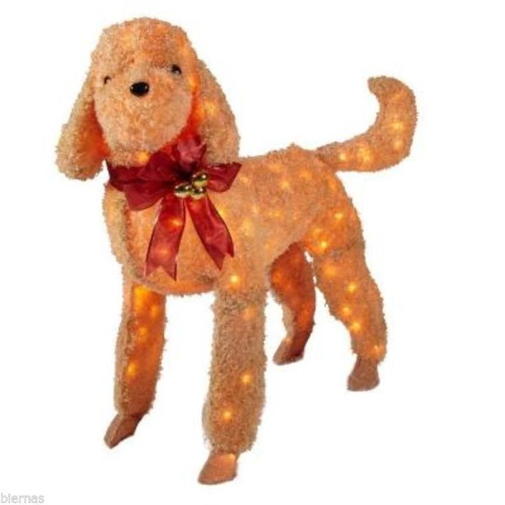 Outdoor Lighted Dog Christmas Decorations
 NEW 42 in Brown Tinsel Lighted Dog SOFT LIKE FUR