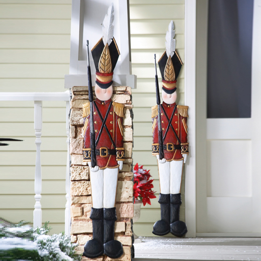 Outdoor Toy Soldier Christmas Decorations
 Metal Tin Sol r Red Coat Christmas Holiday Outdoor Wall