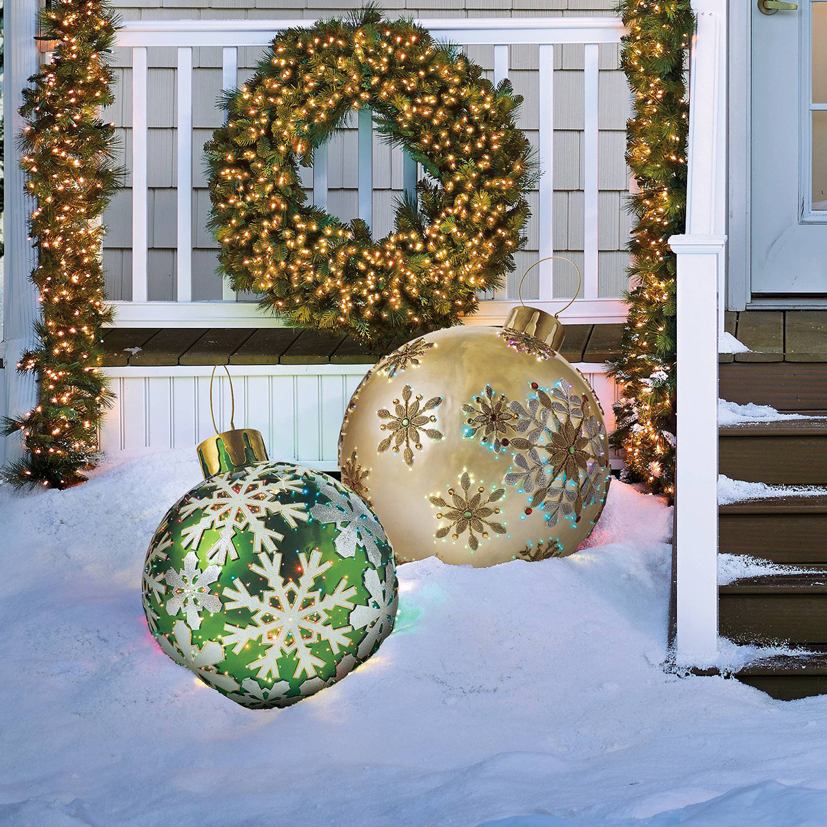 Oversized Outdoor Christmas Ornaments
 Massive Fiber Optic LED Outdoor Christmas Ornaments The