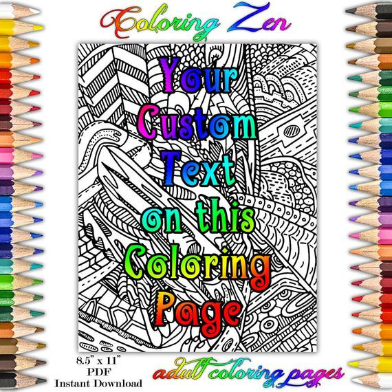 Personalized Coloring Books For Adults
 Personalized Custom Any Text Adult Coloring Book Page by Email