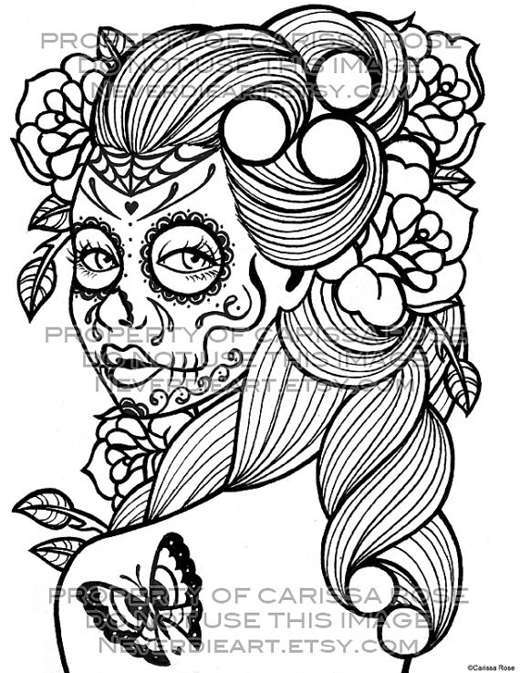 Personalized Flower Girl Coloring Book
 Day of the Dead Tattoo Flash Digital Download Print Your Own
