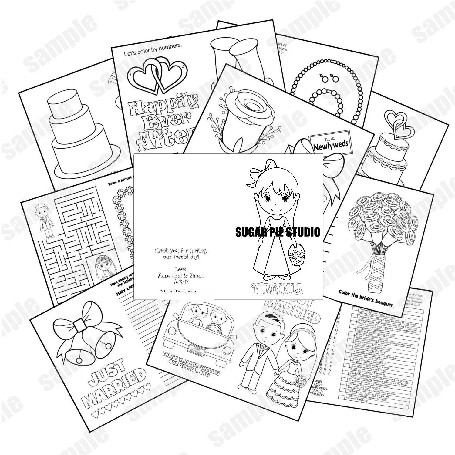 Personalized Flower Girl Coloring Book
 Flower girl Ring bearer coloring book booklet size