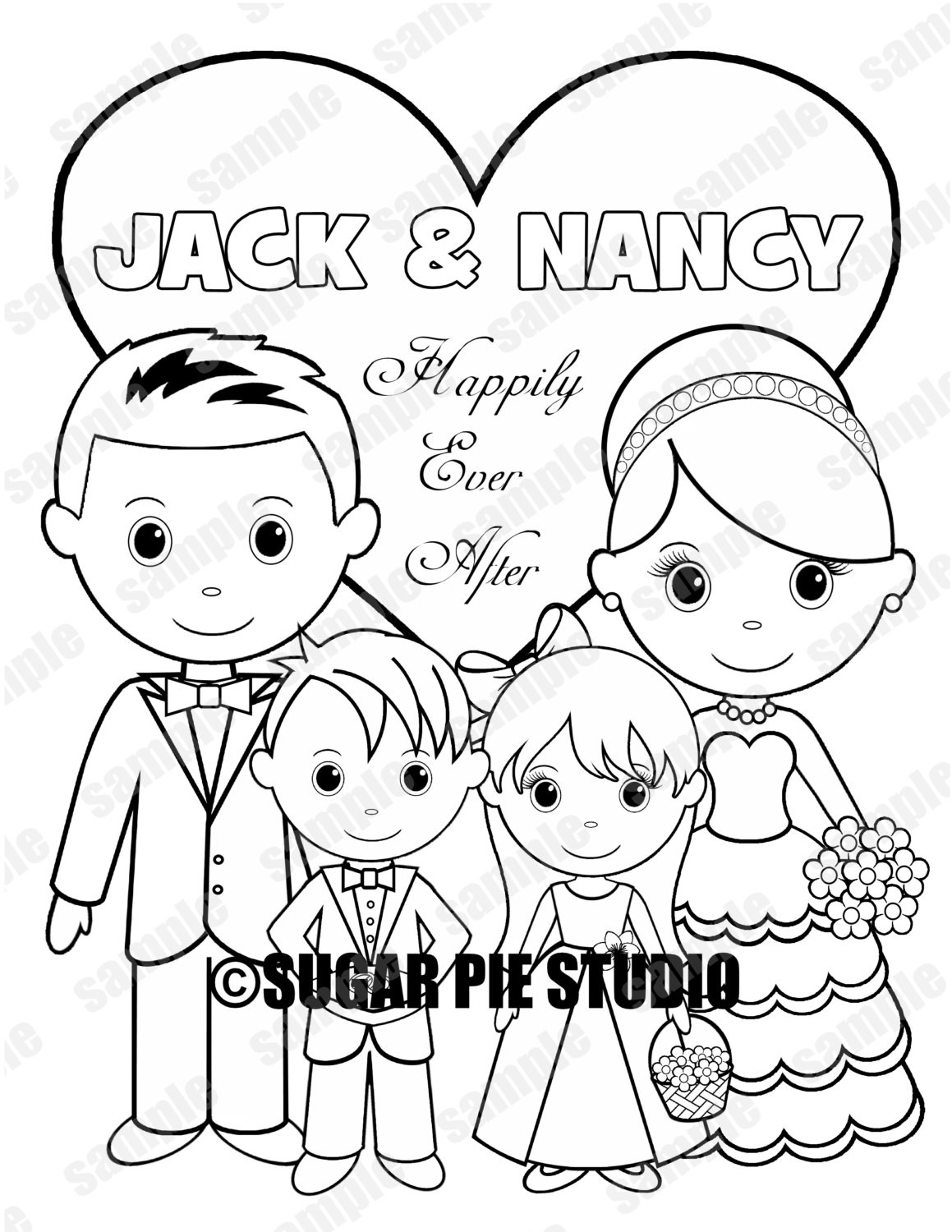 Personalized Flower Girl Coloring Book
 Personalized Printable Bride Groom flower girl ring bearer