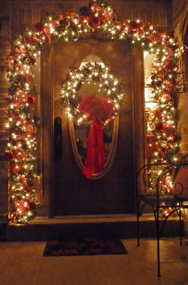 Porch Christmas Lights
 Best 25 Christmas front doors ideas on Pinterest