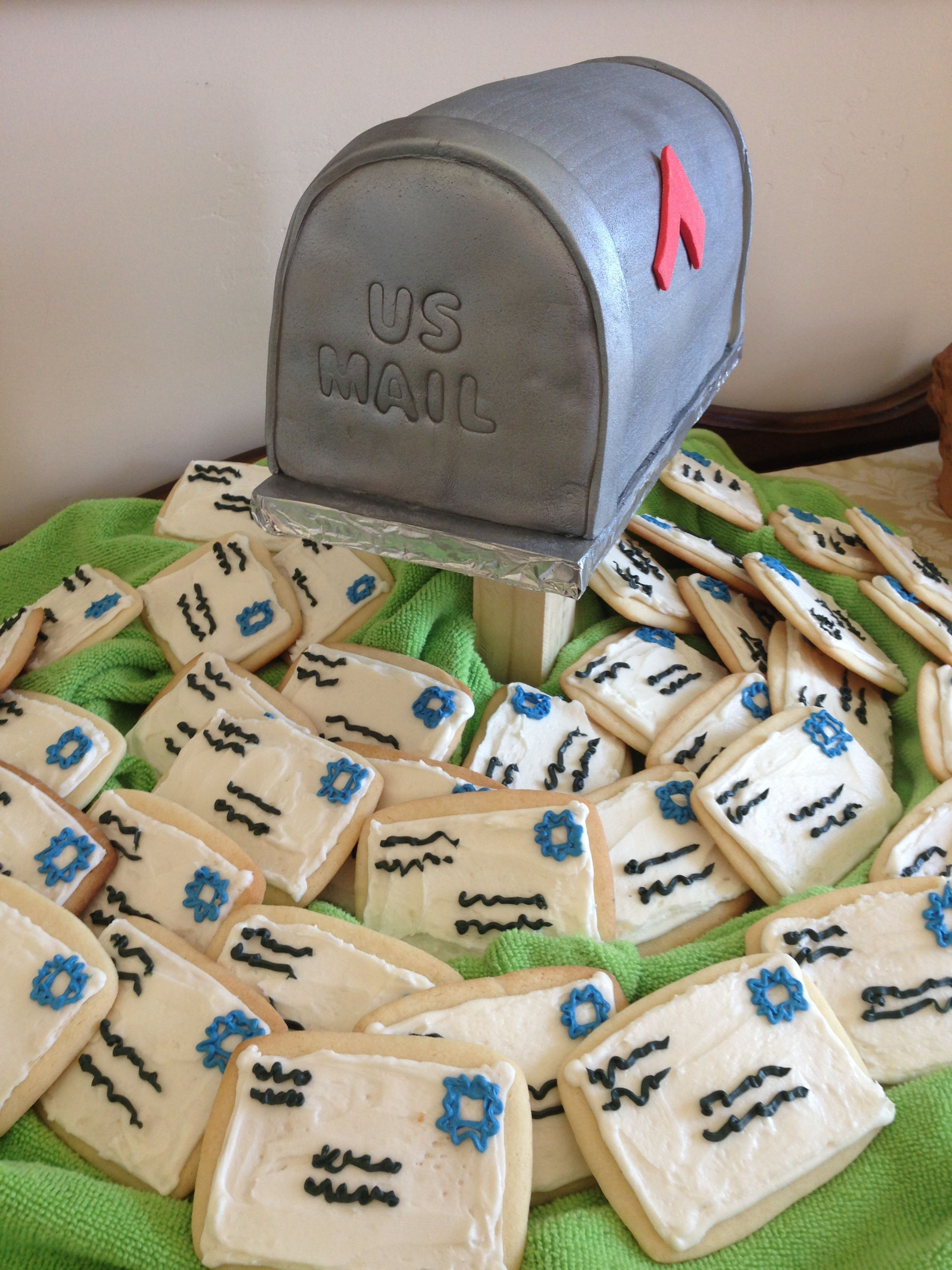 Post Office Retirement Party Ideas
 Dads post office retirement cake and cookies Used spray